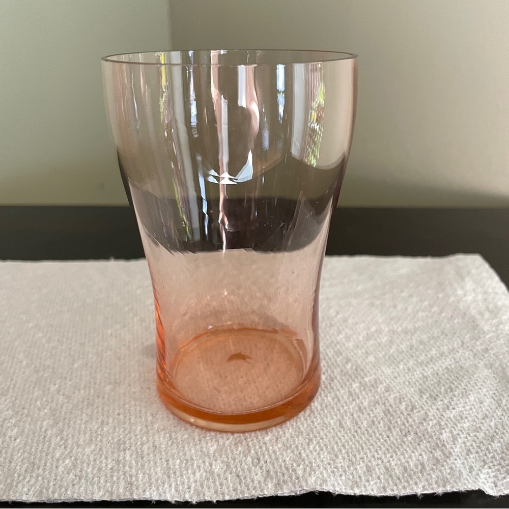 Pink Depression Hourglass 4.25" Plain Juice Glass Vintage Art Deco